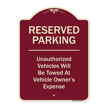 Designer Series-Reserved Parking Unauthorized Vehicles Will Be Towed At Vehicl